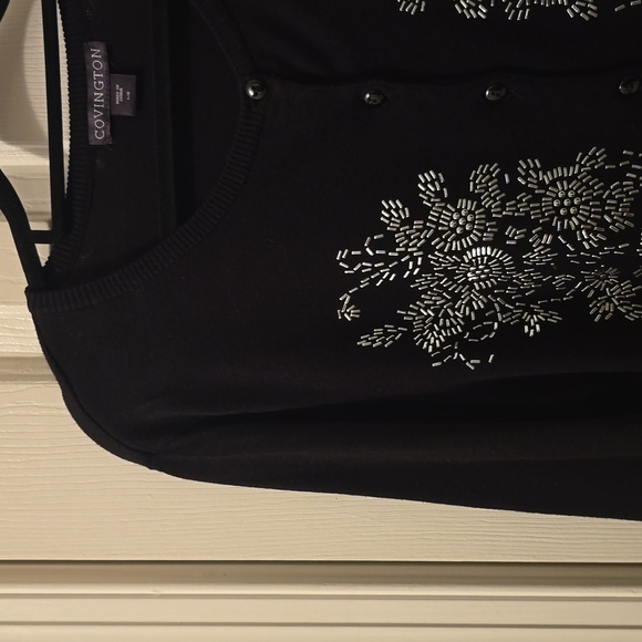 COVINGTON WOMEN'S BLACK EMBELLISHED FRONT BUTTON CARDIGAN SWEATER SIZE LARGE - Picture 6 of 17